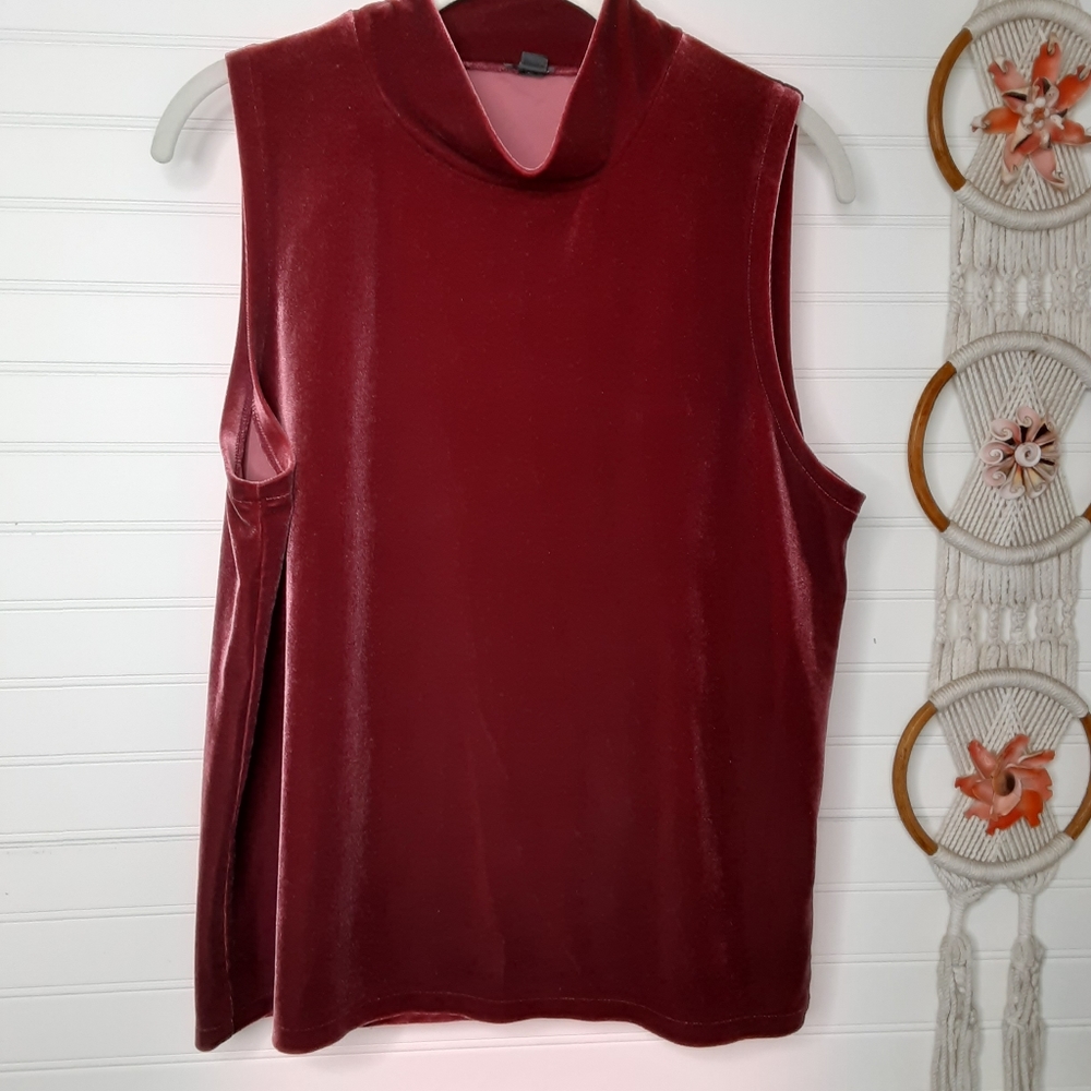 J. Crew sleeveless stretch velour velvet top burgundy style J7852
